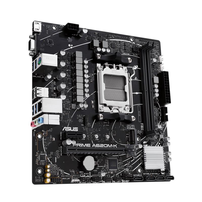 ASUS PRIME A620M-K DDR5 6400MHZ 1XVGA 1XHDMI 1XM.2 USB 3.2 MATX AM5 (AMD AM5 9000/8000/7000 SERİLERİ İLE UYUMLU)